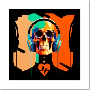 Skull Headphones Love Music Posters and Art